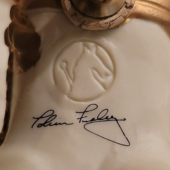 Vintage Tobin Faley Horse Carousel Figurine Cream Gold Signed Collectible - Picture 11 of 14